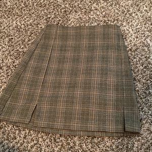 Brown plaid mini skirt